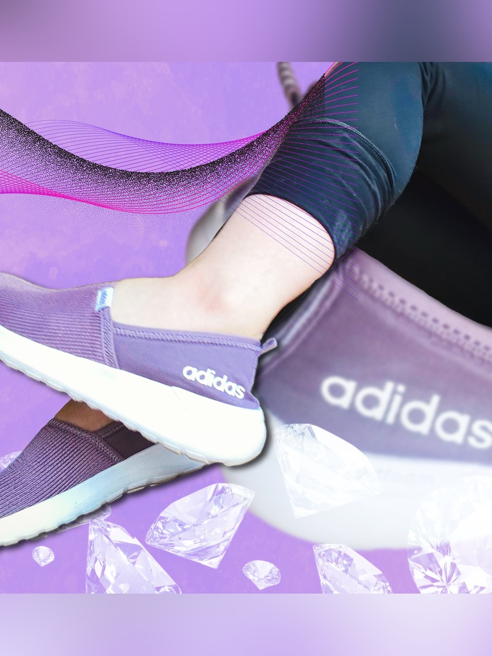 Adidas Original Cloudfoam Lilac Lite-Racer Slip-on Shoes (sz.6)